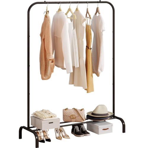 SUOERNUO Clothes Rack Clothing Rack Drying Hanging Garment Rack - Metal Portable Clothes Shelves, Clothing Organizer for Bedroom Laundry Living Room, Black