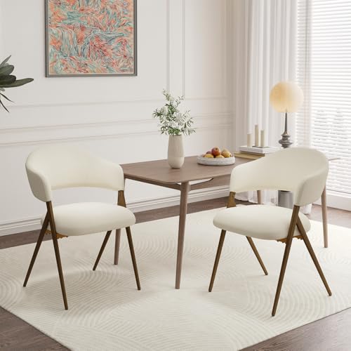 COLAMY Ergonomic Linen Dining Chair with 135° Recline, Breathable Cotton-Linen Fabric, Wooden-Look Metal Legs, 125kg Capacity, Modern Padded Dining Room Chair for Kitchen, Farmhouse & Home,Beige