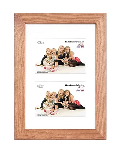 "Inov8 British Made Real Wood Picture/Photo Frame 12x8"" Dual-Aperature (30x20cm) - Kayla 30mm Light Oak"