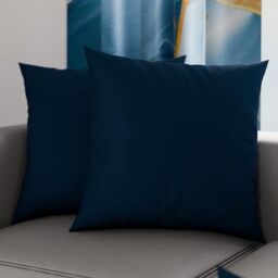 PETTI Artigiani Italiani - Pair of Pillowcases 65x65 cm in Microfiber, Bedroom Cushions, Sofa, Set of 2 Cushion Covers, Solid Blue Pillowcase, 100% Made in Italy