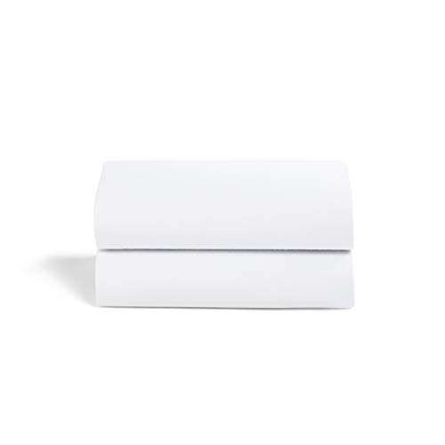 Snuz Moses Basket Sheets 2 Pack - 100% Jersey Cotton Moses Basket Fitted Sheet or Pram Sheets Sized 37.5 x 75cm, Fits SnuzBaskit, Machine Washable, Breathable & Soft Baby Bedding, White