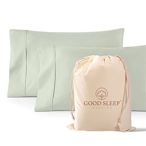 Good Sleep Bedding 1000 Thread Count 100% Egyptian Pillow Cases, Long-Staple 100% Cotton, Sateen Weave 2 Piece Queen/Standard Sage