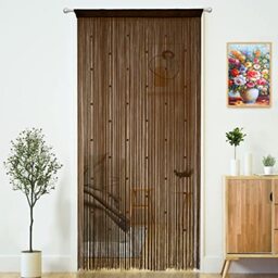 YaoYue ZASTION Beaded Curtain Door String Curtains for Doorways Tassels Beads Hanging Fringe Hippie Room Divider Window Hallway Entrance Wall Closet Bedroom Privacy Decor (Dark Brown, 39×79 in)