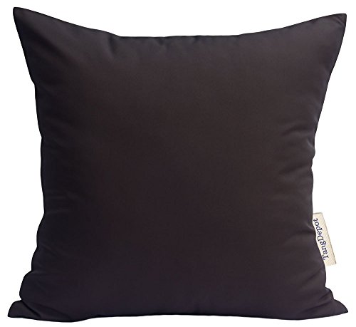 "TangDepot Durable Faux Silk Solid Pillow Shams, Square Decorative Pillow Covers, Throw Pillow Covers, Indoor/Outdoor Cushion Covers Pillows Shells - (22""x22"", Deep Coffee)"