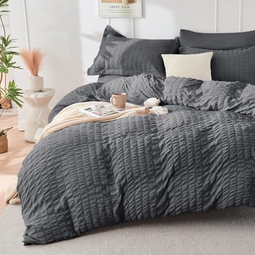 Sonive VC-C5 Seersucker Duvet Cover Set gray 230×220 cm