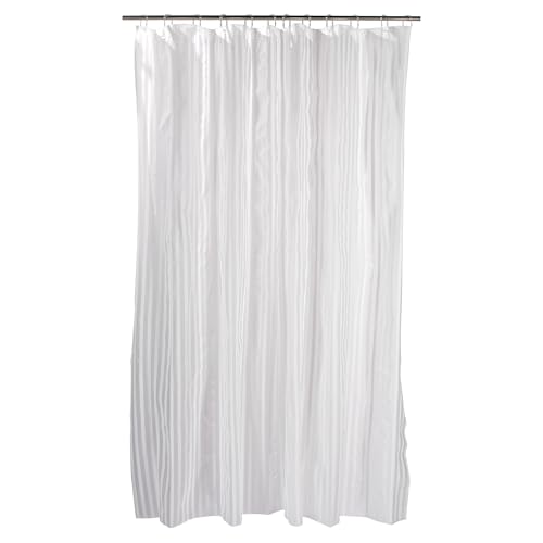 Beldray Anti-Mould Striped Shower Curtain – Anti-Bacterial Treated, Easy-Hang, Wipes Clean, Includes 12 Hanging Hooks, 180x180cm, Resists Mould & Mildew