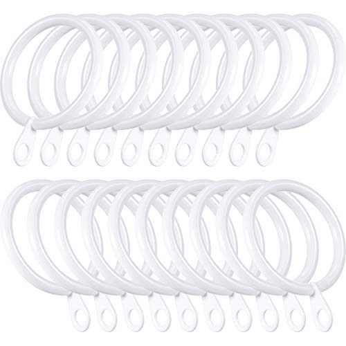 Shappy Metal Drapery Curtain Rings Hanging Rings for Curtains and Rods, Drape Sliding Eyelet Rings 30 mm Internal Diameter (White, 20 Pack)