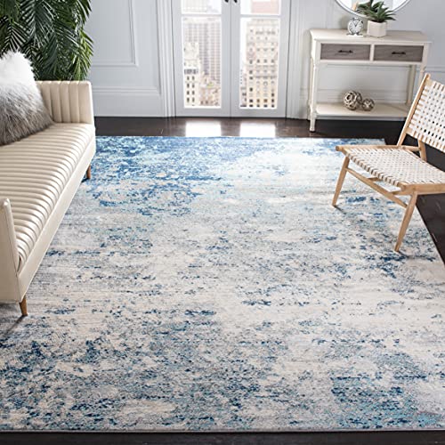 Safavieh Abstract Rug for Living Room, Dining Room, Bedroom - Jasper Collection, Short Pile, in Grey and Blue, 90 x 150 cm