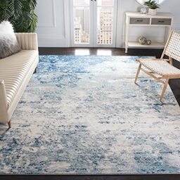 Safavieh Abstract Rug for Living Room, Dining Room, Bedroom - Jasper Collection, Short Pile, in Grey and Blue, 90 x 150 cm