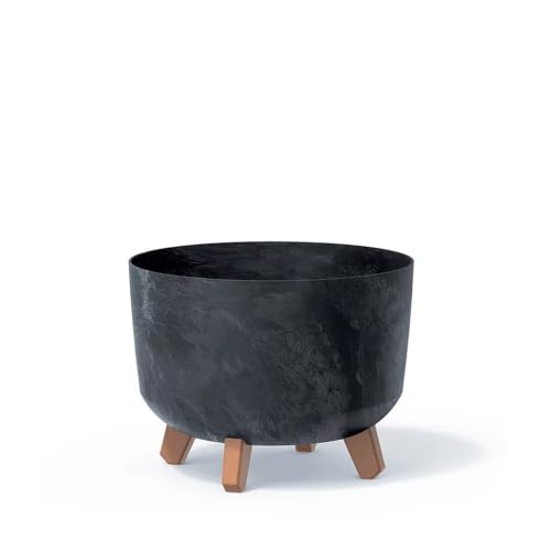 Prosperplast Planter with Legs Gracia Beton Effect Anthracite, 29 x 29 x 22 cm