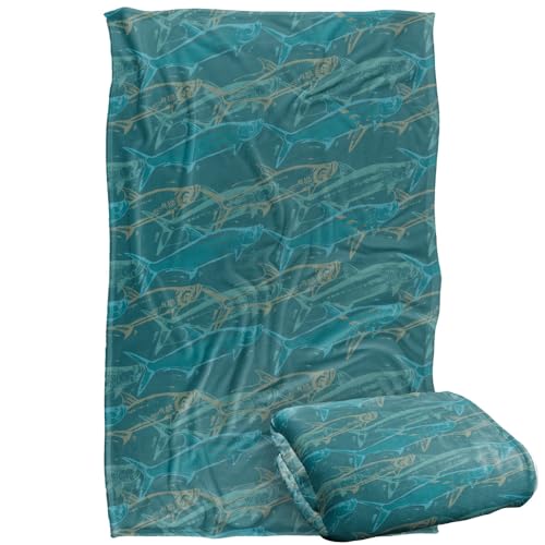 Jq Licensing - Jl-Jp Tarpon Mosaic Fishing Pattern Silky Touch Super Soft Throw Blanket 91 x 147 Cm
