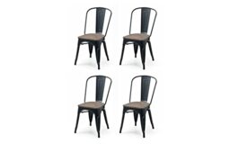 Julian Bowen Set Of 4 Grafton Metal Chairs - Mocha Elm/Black Dining