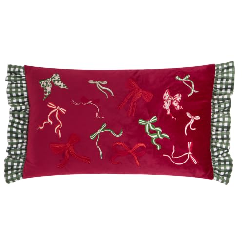 furn. Ditsy Bows Polyester Filled Cushion (Red - 30x50cm)