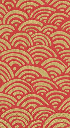 Caspari Entertaining Lulu's Guest Towels, Fabric, Red, 16.25 x 20 x 0.02 cm, Pack of 15