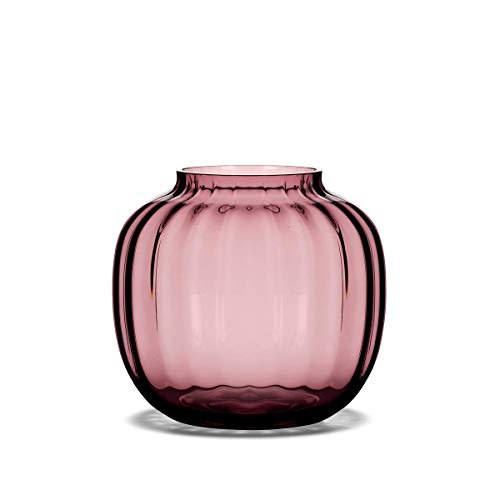 Holmegaard Primula Vase Height 12.5 cm Optical Pattern in Mouth-Blown Glass, Red