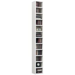 HOMCOM 204 CD Storage Unit, Storage Tower with 12 Cubes, 175cm Tall Bookcase for Living Room, Home Office, Study Room, White