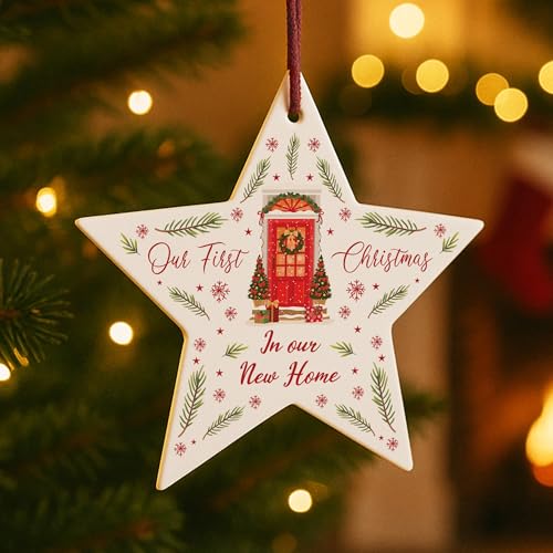Red Ocean Christmas Bauble For New Home Acrylic Star For Christmas Tree Couple Family Friend New Home Ornament Keepsake