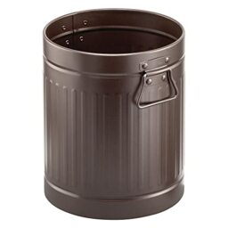 mDesign Bathroom Waste Bin ??? Round Cosmetic Bin for Bathrooms, Bedrooms and Student Rooms ??? Waste Paper Bin with Carrying Handles ??? Bronze