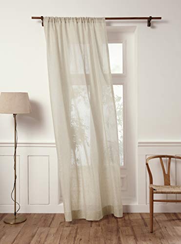 Solino Home Light Natural Linen Sheer Curtain 54 Inch - 100% Pure Linen European Flax Window Treatment Panel 52 x 54 Inch - Light Filtering Rod Pocket Curtain for Living Room, Bedroom - 1 Panel