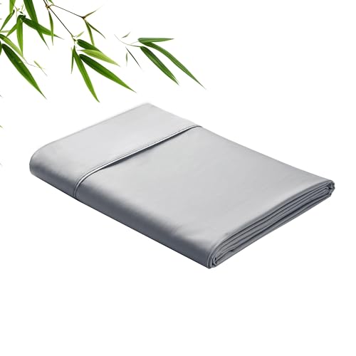 Zaizaihome Bamboo Viscose Flat Sheets Only, 400 Thread Count Sateen Weave King Size Flat Sheet Only, Luxury Soft Cooling for Hot Sleepers, Silky Breathable (Grey, King)