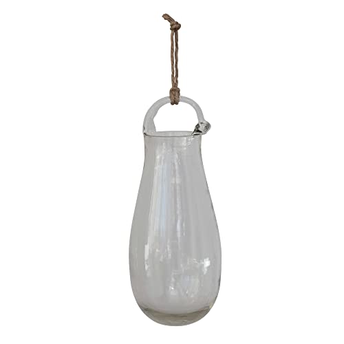 "Creative Co-Op Vases, Clear & Natural, 4"" L x 4"" W x 10"" H"