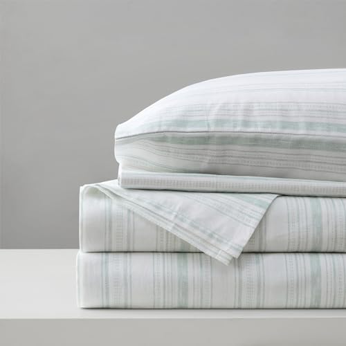 "Comfort Spaces 100% Cotton Sheet Set Breathable, Lightweight, Soft with 14"" Elastic Pocket Fits up to 16"" Mattress, All Season Cozy Bedding, Matching Pillow Case, King Good Vibes 4 Piece"
