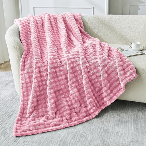 GC GAVENO CAVAILIA Fluffy Blanket Throws for Sofas and Beds - Soft Warm Sherpa Fleece Blanket Double, Cosy Plush Sofa Throw Blanket, Luxury Bed Throw for Living Room or Bedroom, (150x200 cm), Pink