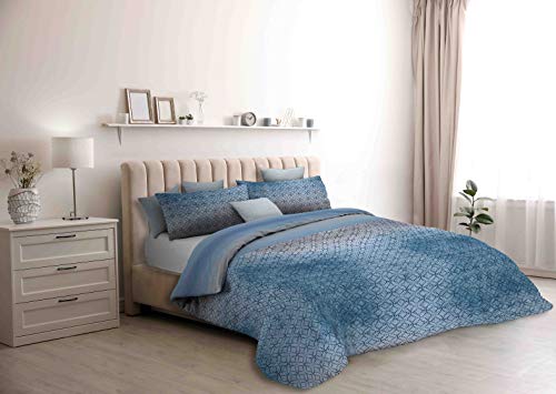 Italian Bed Linen Athena Duvet Cover, Cotton, Dakar blu, 2 Places