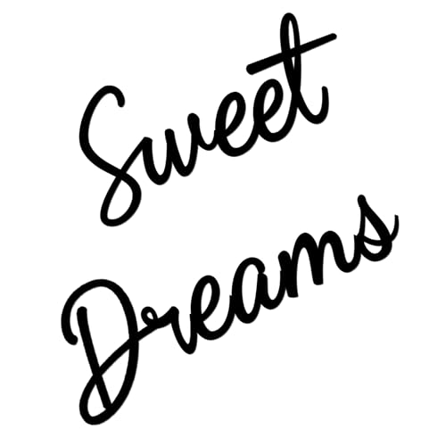 AHYS Metal Wall Decor Sweet Dreams Metal Wall Art Black Modern Sweet Dreams for Home Bedroom Wall Decor Above Bed