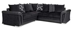 Sofas and More Corner Sofa Bed Sally with Storage Black Fabric/Faux Leather Scatter or Formal Back Cushions (Scatter Back Cushions)