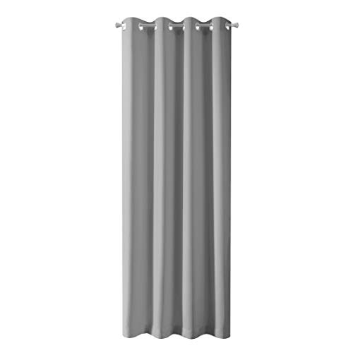 Eurofirany Blackout Light Insulating Darkening Pattern Curtains 8 Eyelets Elegant Smooth Plain Soft Living Room Bedroom Lounge, Silver, 135 x 250 cm