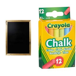 Chalkboards UK WC311, Large Framed Blackboard, Wood, Black, A1 & Crayola Anti-Dust Coloured Chalk - Assorted Colours - Smooth Texture Makes Writing & Drawing on Blackboards Easy!