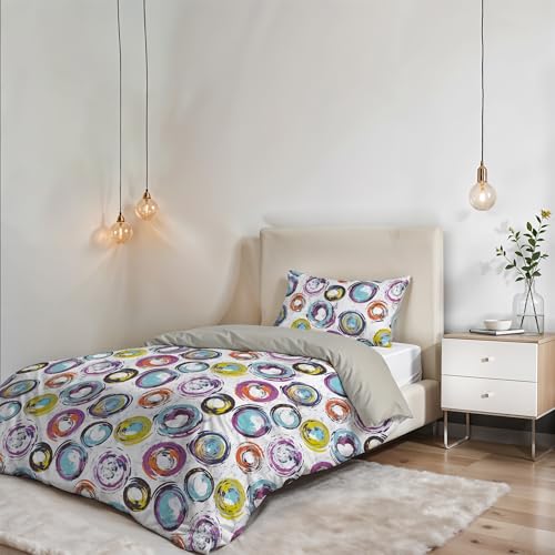Italian Bed Linen Sogni e Capricci Fantasy Duvet Cover (Made in Italy), cerchi astratti, single