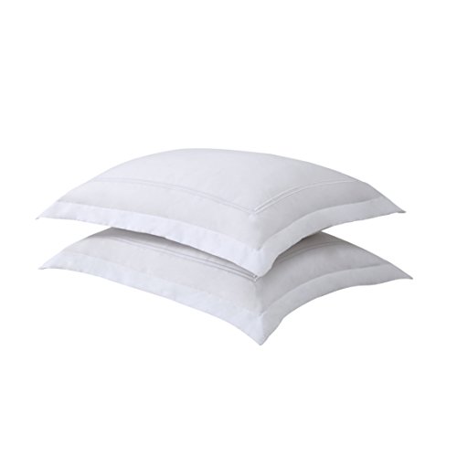 Bed Maker's Levinsohn Luxury Hotel Tailored Pillow Sham White With White Baratta Stitched Hem (2 Pack) European