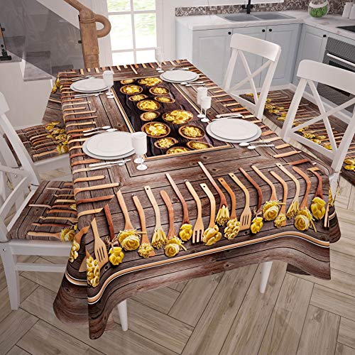 PETTI Artigiani Italiani Rectangular, Microfiber, Decorative Printed Table Cloth, 100% Made in Italy, Pasta Spoons, 140x360 cm