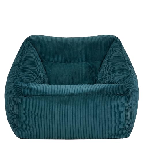 icon Natalia Cord Bean Bag Chair, Teal Green, Large Adult Bean Bag with Filling Included, Comfy Chair, Armchair, Living Room, Living Room Furniture, Bedroom Furniture