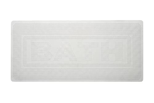 Croydex Non Slip Bath Mat - 'BATH' Modern Design, Durable Natural Rubber Mat with Secure Suction Cups, Anti Bacterial Treatment Anti Mould 34 x 74cm (White)
