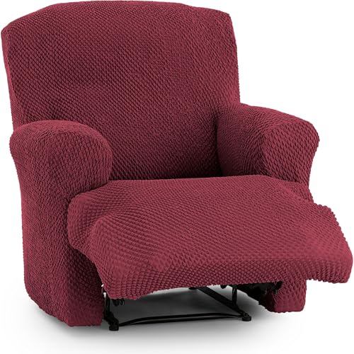 ECOMMERC3 Universal and Versatile Sofa Cover for 1 Seater Feet Together Relax ??? Burgundy Sofa Cover Protector Easy to Install for Back, Seat and Arms