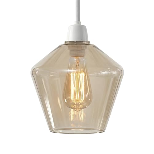 DC VOLTAGE Modern Clear Glass Lamp Shade - 16cm Replacement Pendant Light Shade for E27 Fitting - Transparent Globe Ceiling Light Cover - Kitchen Island, Dining Room, Bedroom Lighting Fixture