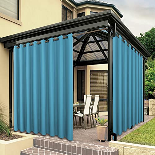 Bonzer Waterproof Outdoor Curtains for Patio Porch Pergola Cabana - Thick Privacy Wide Grommet Indoor Curtains for Bedroom Living Room, 1 Panel, 110W x 84L inch, Teal