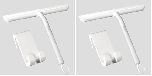 Vinabo Shower Squeegee for Shower Doors,Silicone Squeegee Shower Cleaner with Hook,Bathroom Shower Wiper, Shower Scraper for Mirror,Car,Window and Glass Cleaning-21cm (White) (Pack of 2)