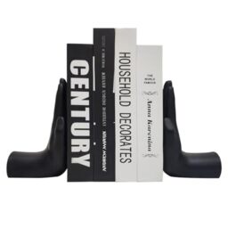 Hand Bookends, Universal Economy Decorative Bookends, Heavy Book Ends Supports for Books, 8.5x6.8x3.5 inch, Black,1Pair/2Piece (Hand Bookends)