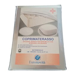 Euronovità EN-221794 Double Mattress Cover with Extendible Corners, Cotton, White, 200 x 180 x 27 cm