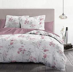 Home Linge Passion 2 Piece Duvet Cover - 100% Cotton - 57 Thread Count - Single - 140 x 200 cm - Pompadour Pink