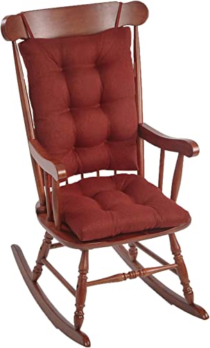 Klear Vu Non-Slip Omega Rocking Chair Cushions Set, Seat and SeatBack Pads, 2 Piece, Flame Red