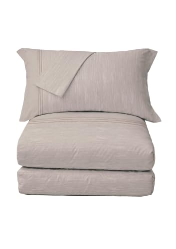 hermet Single Duvet Cover Set, Melange Effect Duvet Cover Set, Sleeping Bag + Pillowcase, Single Size, 100% Cotton