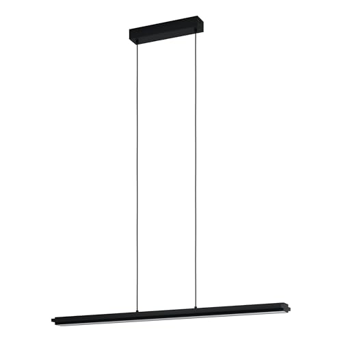 Eglo LED Pendant Lighting Cambulos, dimmable Ceiling Light Fitting Made of Black Metal and White Plastic, Minimalist Hanging lamp for Dining and Living Room, Warm White