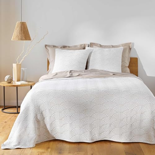 Douceur d'Intérieur, Quilted Bedspread (240 x 260 cm) and 2 Pillowcases (60 x 60 cm) Cassandra, Jersey/Microfibre