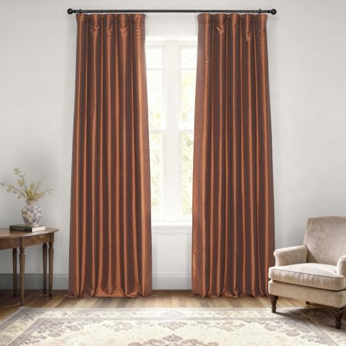 "HPD Half Price Drapes Vintage Textured Faux Dupioni Silk Curtain (1 Panel), Polyester, Copper Kettle, 50"" W x 84"" L (Pack of 1)"