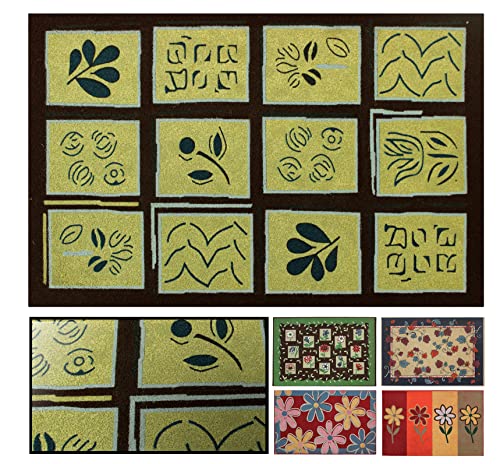 LucaHome Rubber PVC Door Mat with Floral Pattern Non-Slip Absorbent 45 x 68 cm Rubber PVC Door Mat for Indoor and Outdoor Use